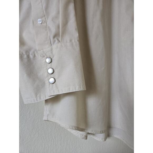 High Noon Mens 2X Western Button Shirt Horse Cowboy Rodeo Beige Long Sleeve - Picture 4 of 6